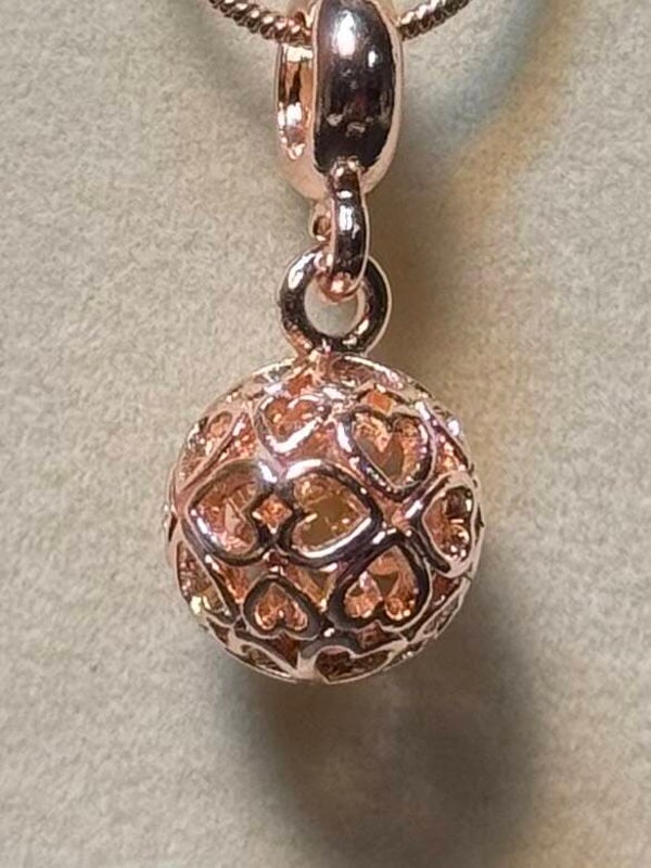 Rose Gold Filigree Heart Necklace with Intricate Design