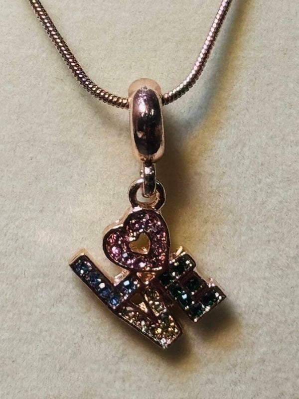 Elegant Multicolor LOVE Rose Gold Pendant Necklace