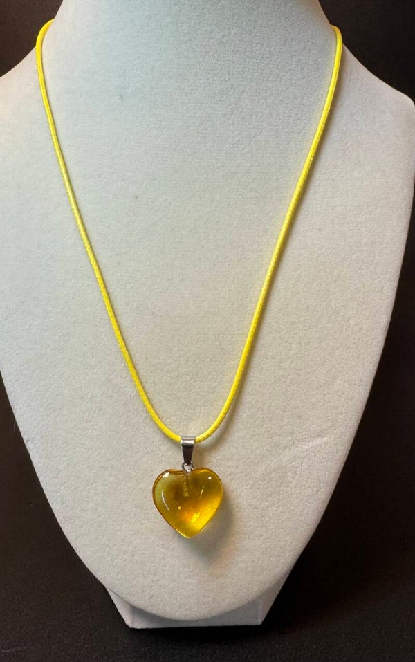 Sunny Yellow Heart Crystal Necklace