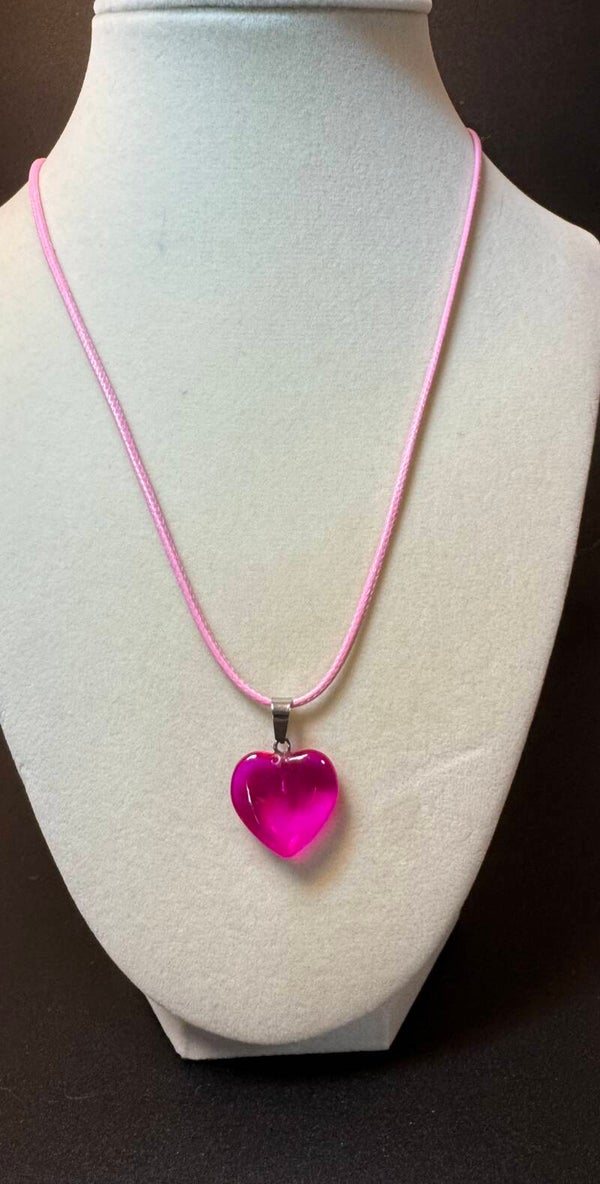 Pink Heart Pendant Necklace