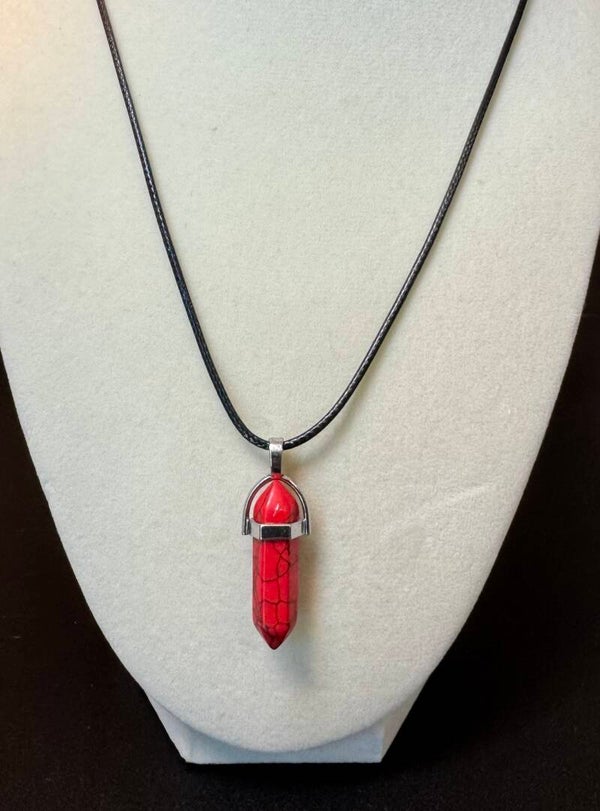 Bright Red Crystal Pendant Necklace