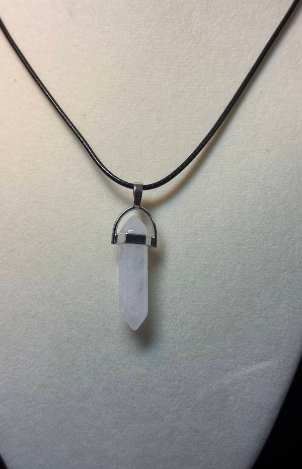 Elegant Silver and White Crystal Tube Pendant Necklace