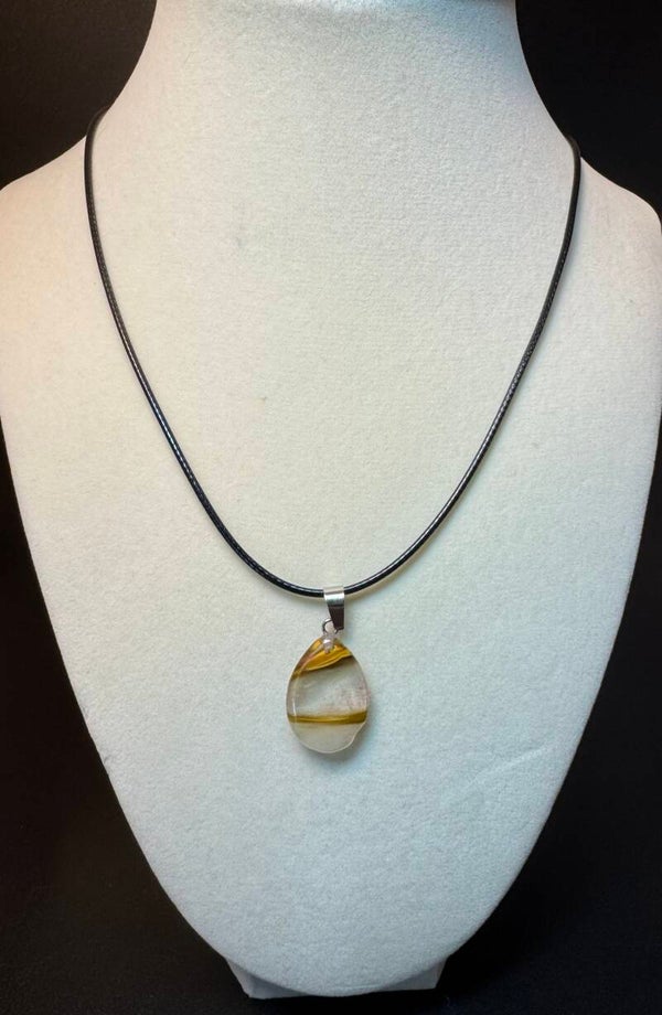 Elegant Gold and Silver Stone Pendant Necklace