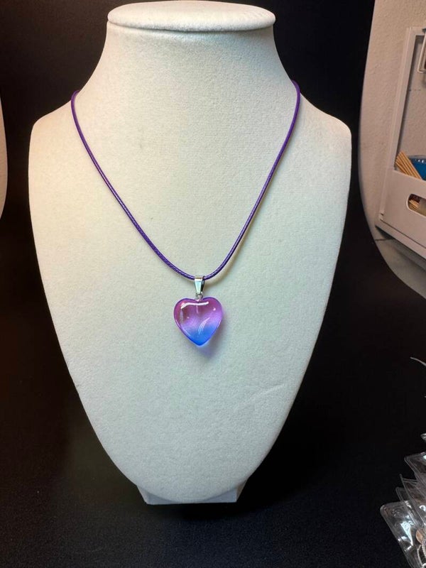 Purple and Blue Heart Pendant Necklace