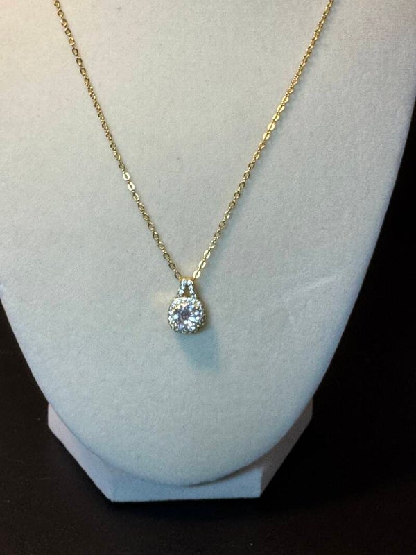 Elegant Gold Plated Over Sterling Silver Necklace with 2 Carat Moissanite