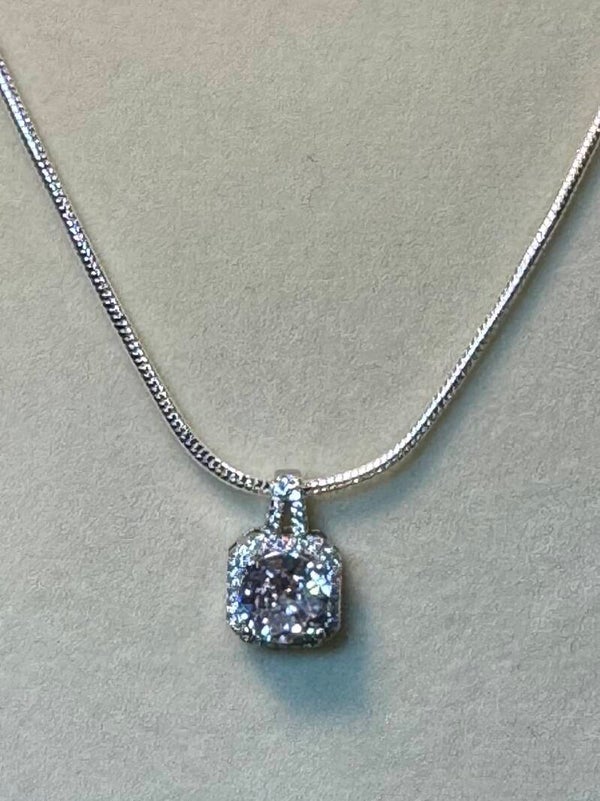 Timeless Sterling  Silver Necklace with Sparkling 2 Carat Moissanite Pendant
