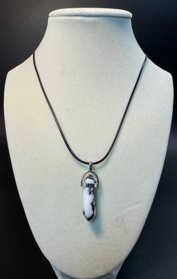 Black and White Crystal Pendant Necklace