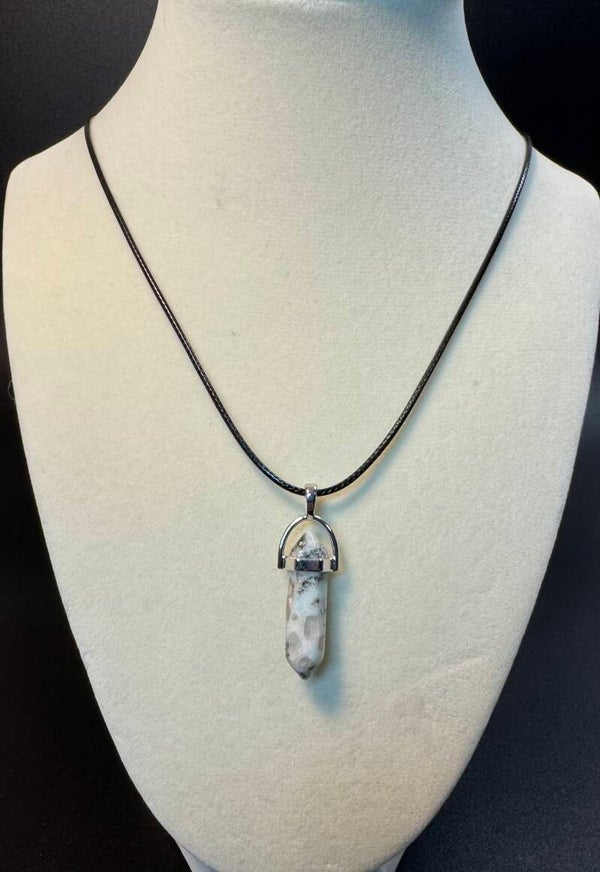 Silver and Black Crystal Pendant Necklace