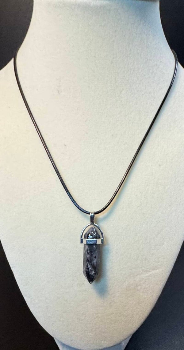 Elegant Silver and Black Crystal Pendant Necklace