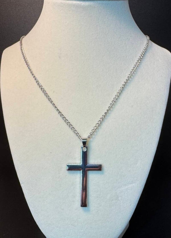 Minimalist Silver Cross Necklace with Sleek Design