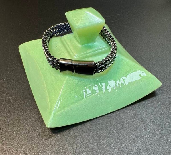 Black Stainless Steel Chain Bracelet with Magnetic Clasp