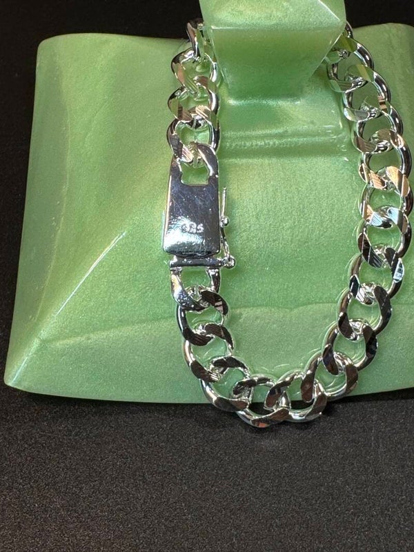 B- 8” 10mm Sterling Silver Chunky Cuban Chain Bracelet