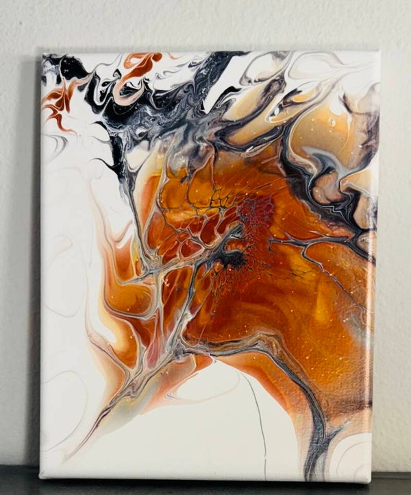 Abstract Orange and Black Acrylic Canvas Art