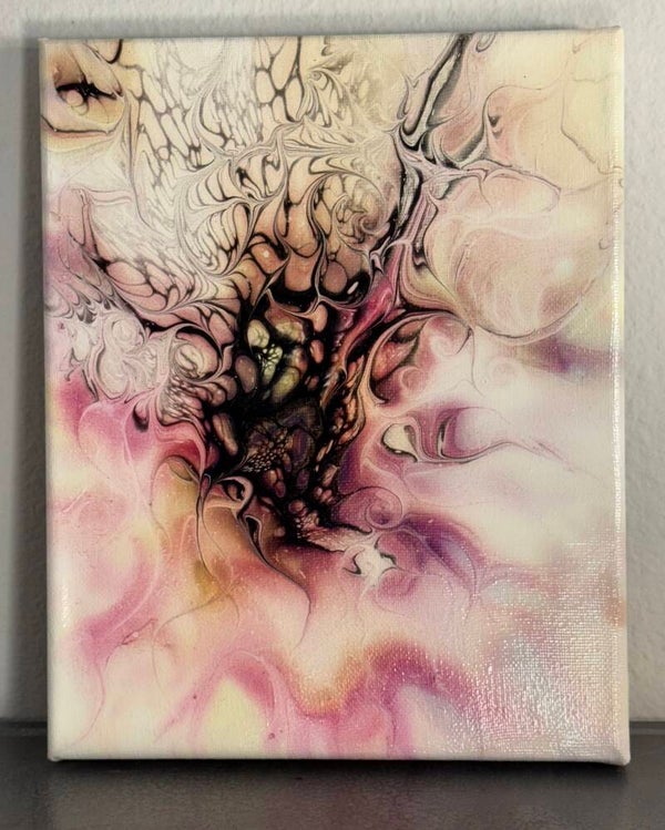 Abstract Acrylic Canvas Art with Pink and Cream Swirls