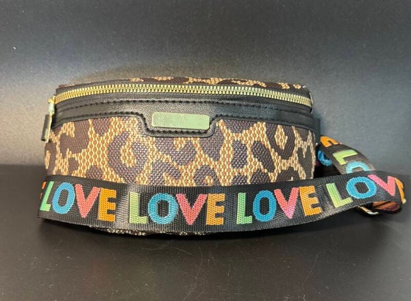 Leopard Print Crossbody Bag with Colorful LOVE Strap