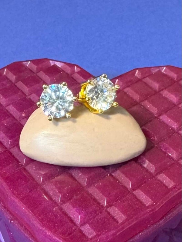 Elegant Gold 2 Carat Moissanite Diamond Stud Earrings