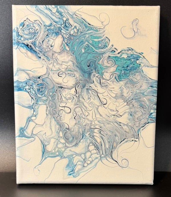 Abstract art featuring shades of blue