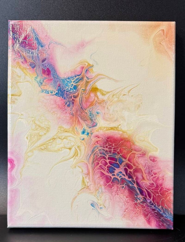 Abstract Canvas Art with Pink and Blue Accents