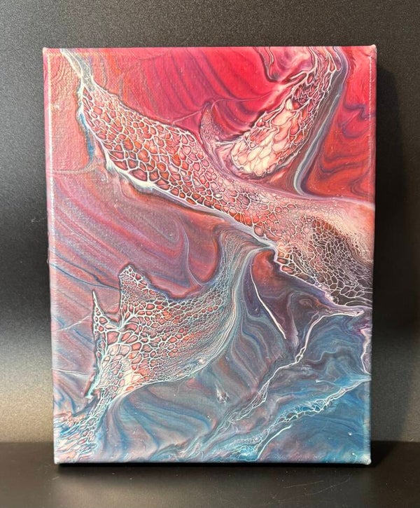 Abstract Canvas Art in Red and Blue Tones