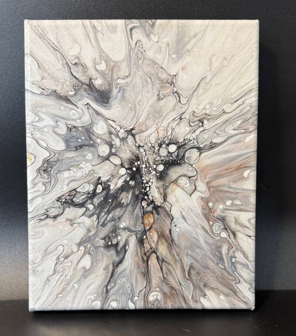 Abstract Marble Canvas Art in Black, Gray, and White