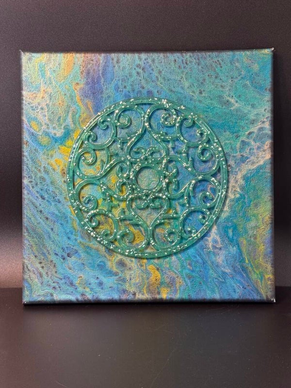 Abstract Blue and Green Canvas Art