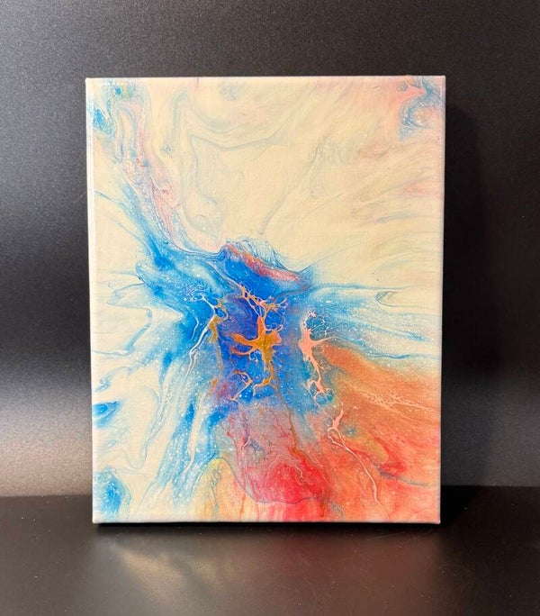 Abstract Canvas Art with Blue and Red Accents