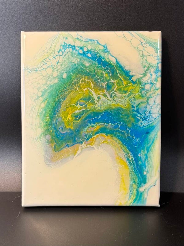 Abstract Canvas Art with Blue and Yellow Swirls