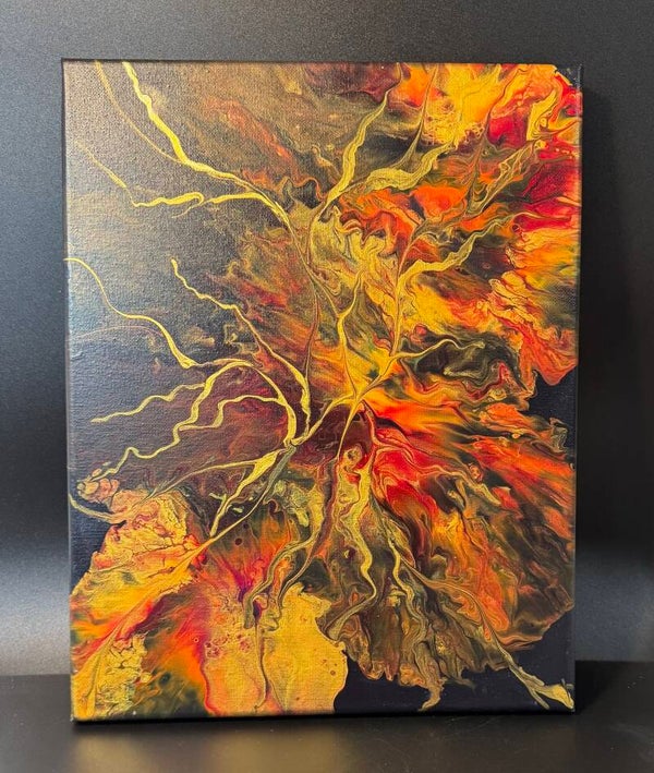 Abstract Art Canvas with Fiery Hues