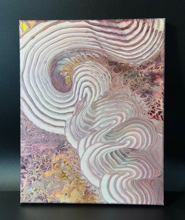 Abstract Swirl Canvas Art in Pink and Gold