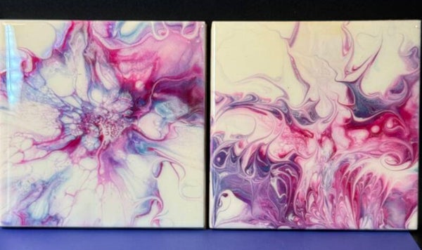 Abstract Pink and Purple tile trivets