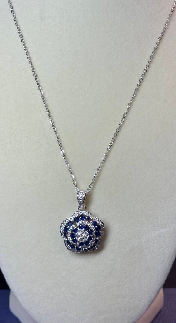 Elegant Handmade Silver and Blue Pendant Necklace