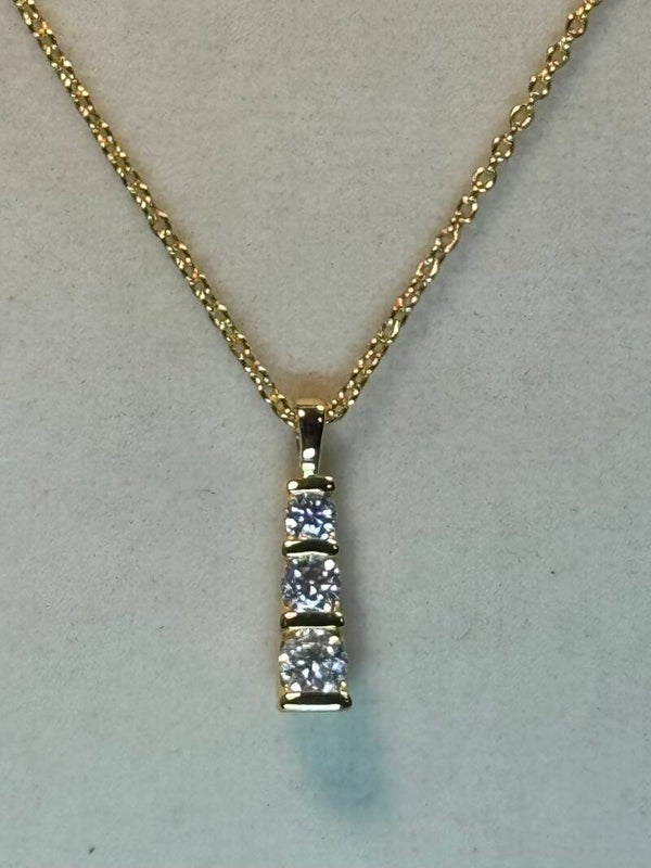 Elegant Gold Over Sterling Silver 18” Moissanite Diamond Pendant Necklace