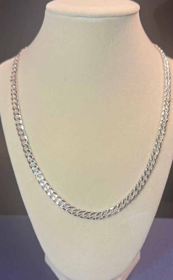 Elegant 20” 5mm Sterling Silver Flat Cuban Chain Necklace
