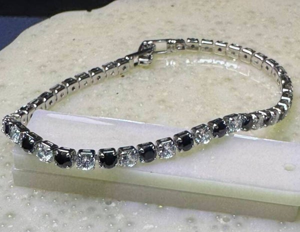 Elegant Sterling Silver and Black Bracelet