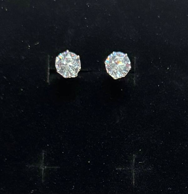 Elegant Sterling Silver 2 Carat Violet Moissanite Diamond Stud Earrings