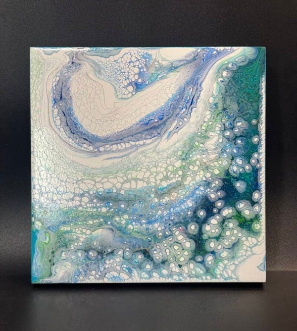 Abstract Blue and Green wood panel art