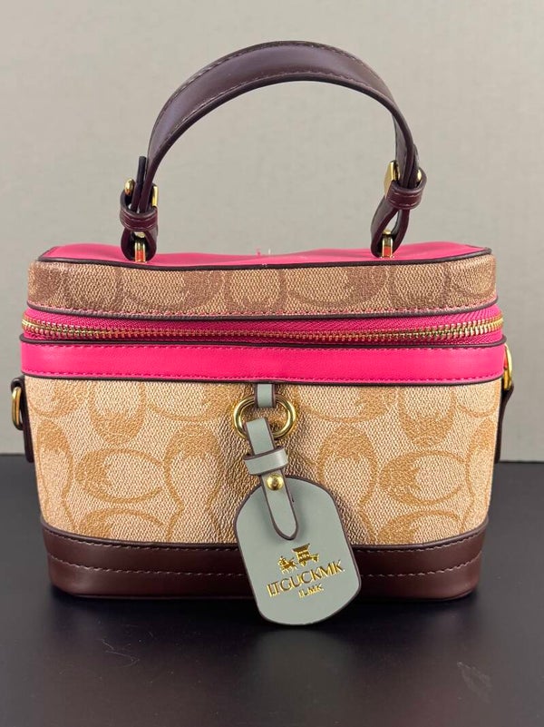 Pink and Brown Women's Train Case