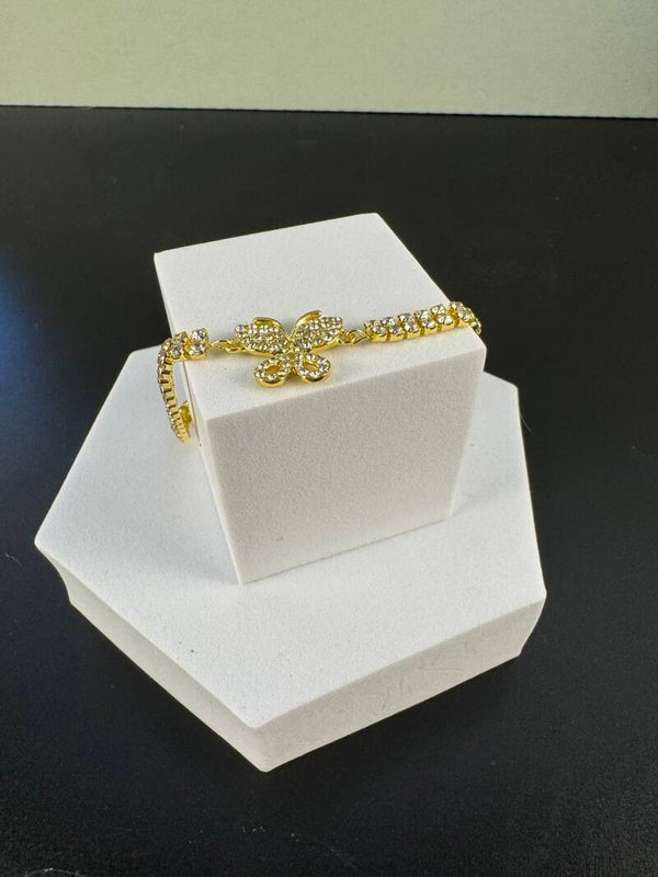 Elegant Gold and Rhinestone Anklet Size 7”-13”
