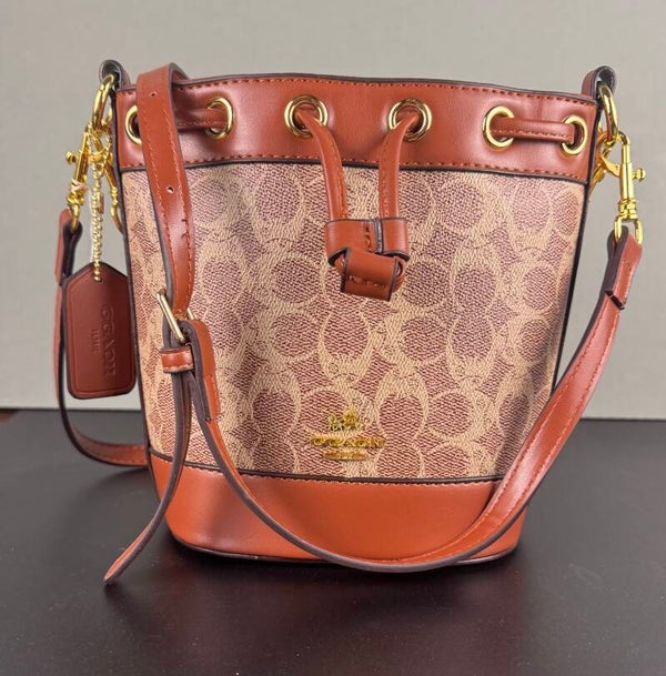 Brown and Tan Shoulder Bag with Signature Monogram