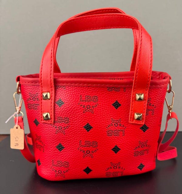 Red and Black Leather Shoulder Bag with Chain Strap