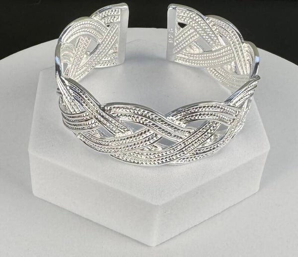 Elegant Sterling Silver Braided Cuff Bracelet