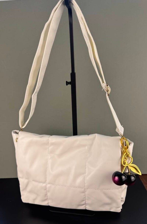 Elegant White Quilted Shoulder Bag