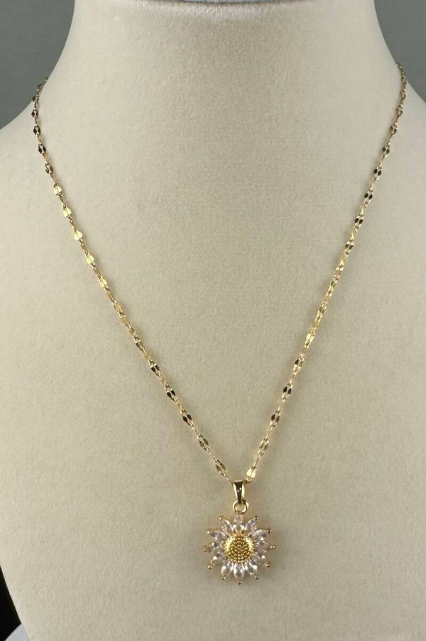 Elegant Gold Over Sterling Silver Cubic Zirconia Pendant Necklace