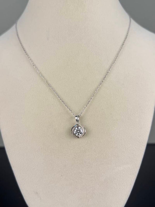 Elegant 16” Sterling  Silver 1 Carat Moissanite Diamond Pendant Necklace