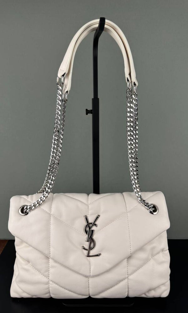 Yves Saint Laurent White Quilted Shoulder Bag