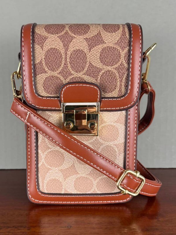 Elegant Brown and Tan Crossbody Bag