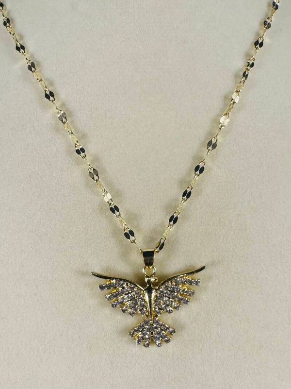 Gold 16” Stainless Steel Eagle Pendant Necklace