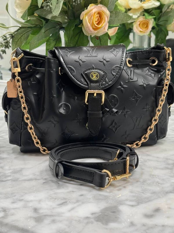 Louis Vuitton Black Leather Shoulder Bag