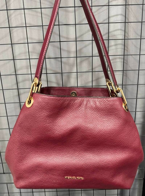 Authentic Elegant Burgundy Michael Kors Leather Shoulder Bag