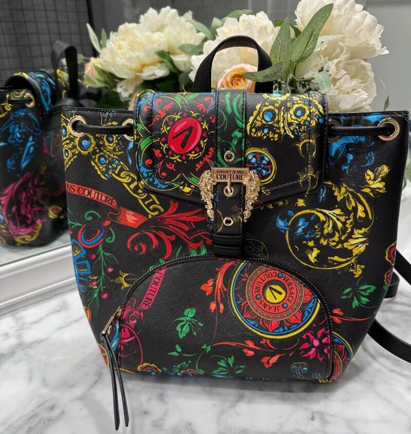 Versace Jeans Collection Black and Multicolor Backpack